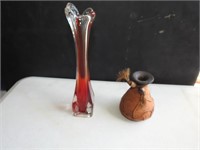 Glass/leather vases
