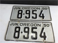 Match pair 1950 Oregon license plates YOM