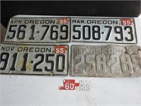 1950's Oregon license plates and tags