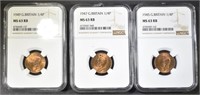 1945,47,49 GREAT BRITAIN 1/4 P NGC MS 63 RB