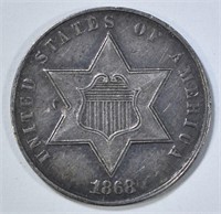 1868 3-CENT SILVER  AU/BU  RARE