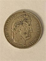 1833 France 5 Francs Silver Louis Philippe I