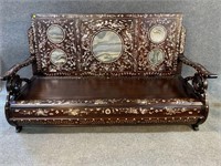 ROSE WOOD MOTHER OF PEARL ORIENTAL BENCH