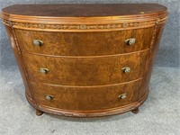 ALL BURLED CARVED WALNUT DEMILUME CHEST