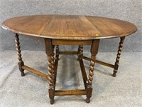 OAK BARLEY TWIST DROP LEAF GATE LEG TABLE