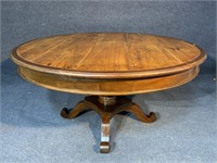 LARGE ROUND WALNUT AND PINE CUSTOM TABLE