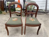 PR OF VICTORIAN NEEDLEPOINT BALLOON BACK CHAIRS
