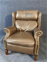 MOTIONCRAFT BROWN LEATHER CHIPPENDALE RECLINER