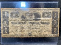 RARE 1840 WINDSOR NC $1000 BANK NOTE