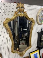FRENCH CARVED POLYRESIN GOLD MIRROR