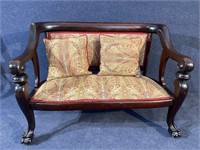 LARGE MAHOGANY CLAW FOOT SETTEE