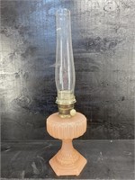 ANTIQUE PINK ALADDIN CATHEDRAL OIL LAMP