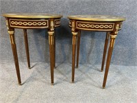 PR OF FRENCH LOUIS XVI STYLE MARBLE TOP TABLES