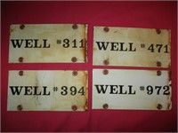4pc Getty Oil Porcelain Metal Oil Well ID Tags