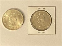 (2) Bermuda Silver Crowns 1959, 1964