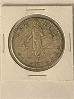 1908-S Phillipines 1 Peso Silver Under US Admin