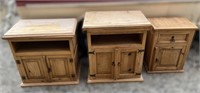 Set of Rustic Blonde Wood Cabinets