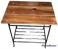 Small Maple Wood Slat Top Side Table 24 x 18 x 24