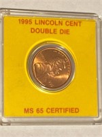 1995 Lincoln Cent Double Die Obv UNC
