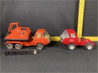 Tonka Orange Crane Truck & Tonka Pumper Truck