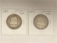 (2) 1893 Columbian Expo Silver Half Dollar