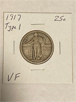 1917 Type 1 Standing Liberty Quarter VF