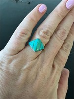 Vintage Sterling Silver Blue Green Turquoise Ring