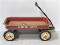 The Detroit News 1950s red metal newspaper wagon