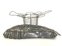 Vintage metal fish mold & small wire egg basket