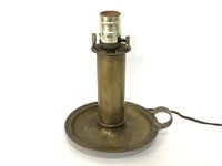 Brass lamp base with no shade - powers on