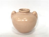 Small vintage dual handled ceramic peach vase