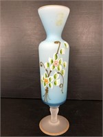 Vintage frosted glass painted vase
