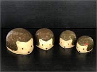 Hedgehog family ceramic measuring cup set