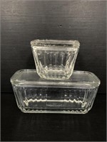 Two Anchor Hocking glass refrigerator dishes
