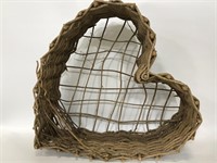 Large Wooden woven heart garden basket decor