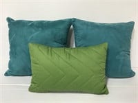 Set of teal and green couch throw pillows