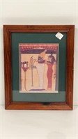 Framed Egyptian themed cloth / small tapestry.