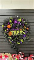 Handmade Halloween wreath measuring about 24