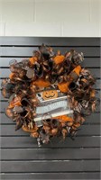 Handmade Halloween wreath measuring 22 inches