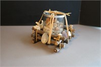 Sea Shell Decorative Piece - Mini Glass Jar w Wood
