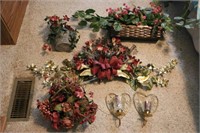Lot Of Candle Holders/Faux Plants w baskets & More