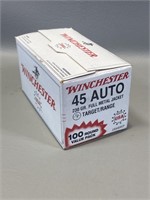 BOX OF .45 AUTO WINCHESTER AMMUNITION 100 ROUNDS