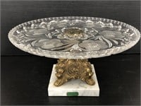 Fine marble base glass top cake stand