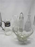 Lot of Clear Glassware Jar Decanter Pitcher Bowl