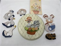 Lot of Hand Painted Wood Plaque Napkin Rings