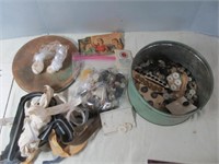 Vintage Buttons & Sewing Notions In Old Tin