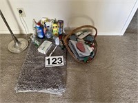 Bathroom cleaners and rug and misc