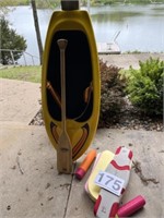 Floats, water belt and board canoe w/oar