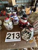 Snowman cookie jars, popourri holders and hot