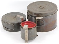 2 Vintage Tin Camping Pots with Lids, Wire Fold